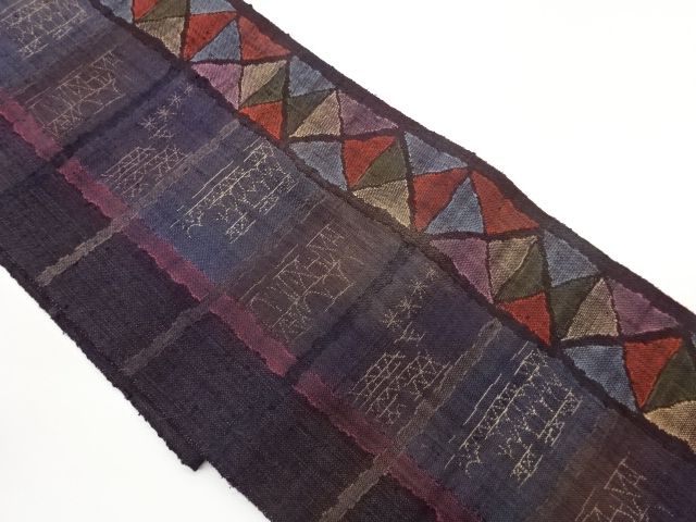 JAPANESE NAGOYA OBI / TSUMUGI / WOVEN GEOMETRIC
